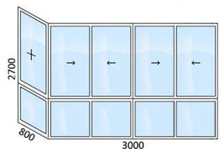 Г-образный балкон Материал: Алюминиевые окна
