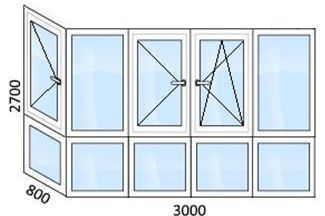 Г-образный балкон Материал: Пластиковые окна